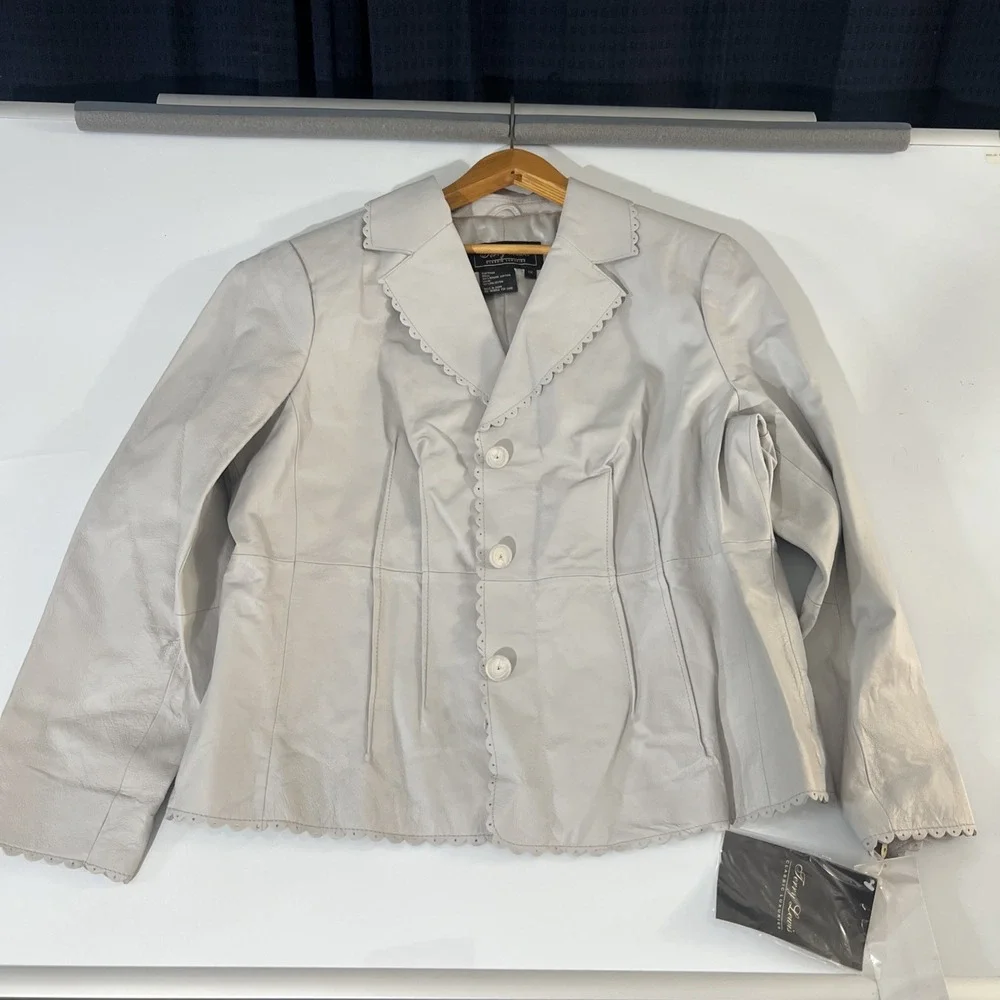 NEW IVORY‎ WHITE LAMB LEATHER JACKET WOMEN WOMAN SIZE XL Terry Lewis